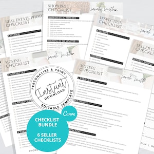 Real Estate Home Seller Checklist Bundle, Real Estate Marketing, Agent, Home Seller Checklist, Listing Presentation, Editable Template,Canva