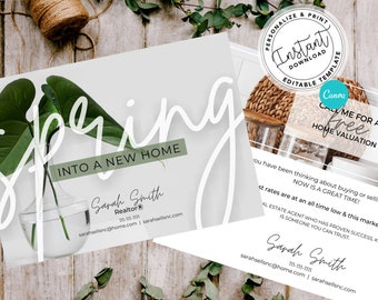 Real Estate Spring Postcards, Realtor Spring Card, Realtor Farming Card,  Real estate marketing, Realtor postcards, Editable, Canva,Download