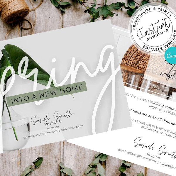 Real Estate Spring Postcards, Realtor Spring Card, Realtor Farming Card,  Real estate marketing, Realtor postcards, Editable, Canva,Download