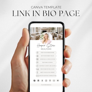 Real Estate Link in Bio Template | Realtor Link in Bio | Canva Website Template | Instagram Bio Page | Editable Canva Template