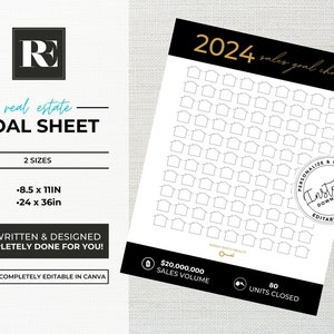 Gold Real estate goal tracker, Real Estate Marketing, Agent goal board, Real Estate Goals Chart, Real estate sales tracker, 2024 Sale Goal