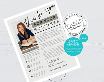 Review Request, Real Estate Email Review Reminder, Real Estate Marketing, Real Estate Review Template, Agent Letter Template, Canva, PDF