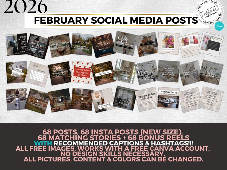 February 2026 Real Estate Social Media Canva Templates, Realtor ...
