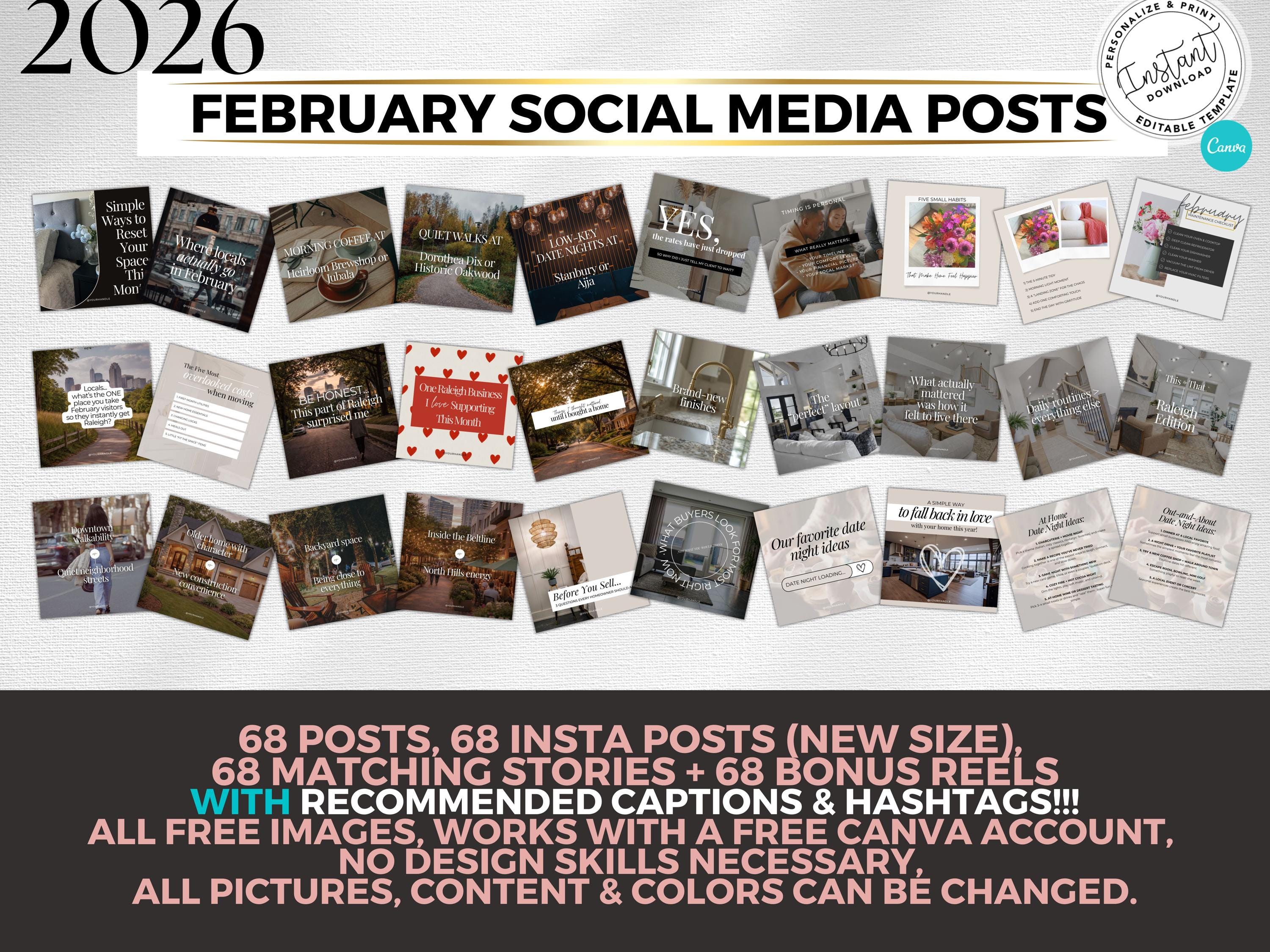 February 2026 Real Estate Social Media Canva Templates, Realtor ...