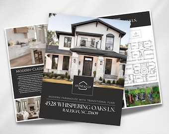 Luxury Real Estate Brochure, Real Estate Flyer, Real Estate Marketing, Half Folded Brochure, Canva Template, Open House Flyer, Listing Flyer