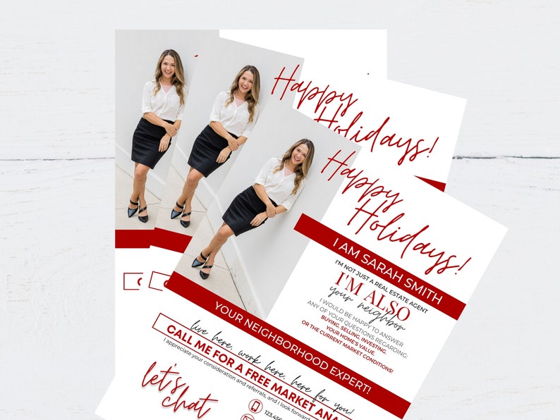 Realtor Holiday Letter, Real Estate Marketing, Hello Neighbor Letter, Farming Letter, Canva, Real Estate Template, Realtor Marketing, Pop By image 3