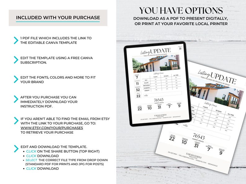 Real Estate Listing Report, Weekly Listing Update, Listing Performance ...