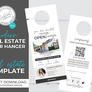 Open House Door Hanger, Real Estate Marketing, Open House Invite, Neighborhood Farming, Flyer, Open House, Canva Template, Canva, Door Tag