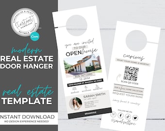 Open House Door Hanger, Real Estate Marketing, Open House Invite, Neighborhood Farming, Flyer, Open House, Canva Template, Canva, Door Tag
