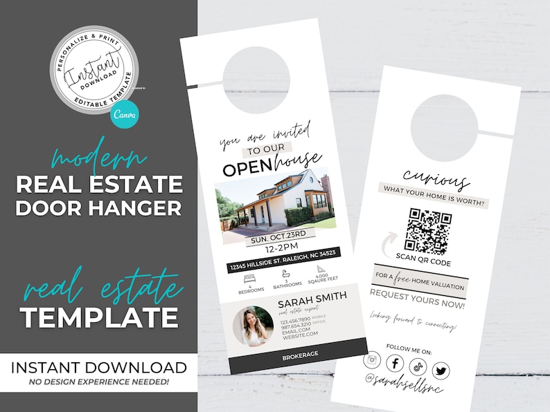 Open House Door Hanger, Real Estate Marketing, Open House Invite ...