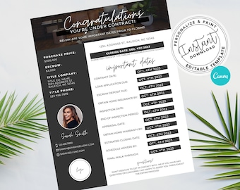 Real Estate Under Contract Timeline: Realtor Marketing Template (Canva)