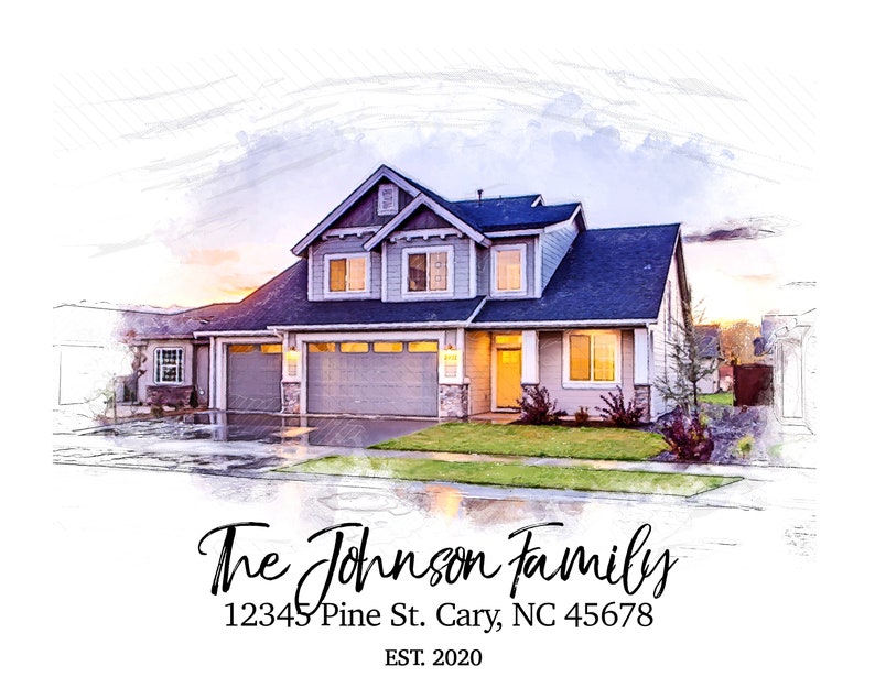 Custom House Watercolor Realtor Closing Gift Custom House Etsy