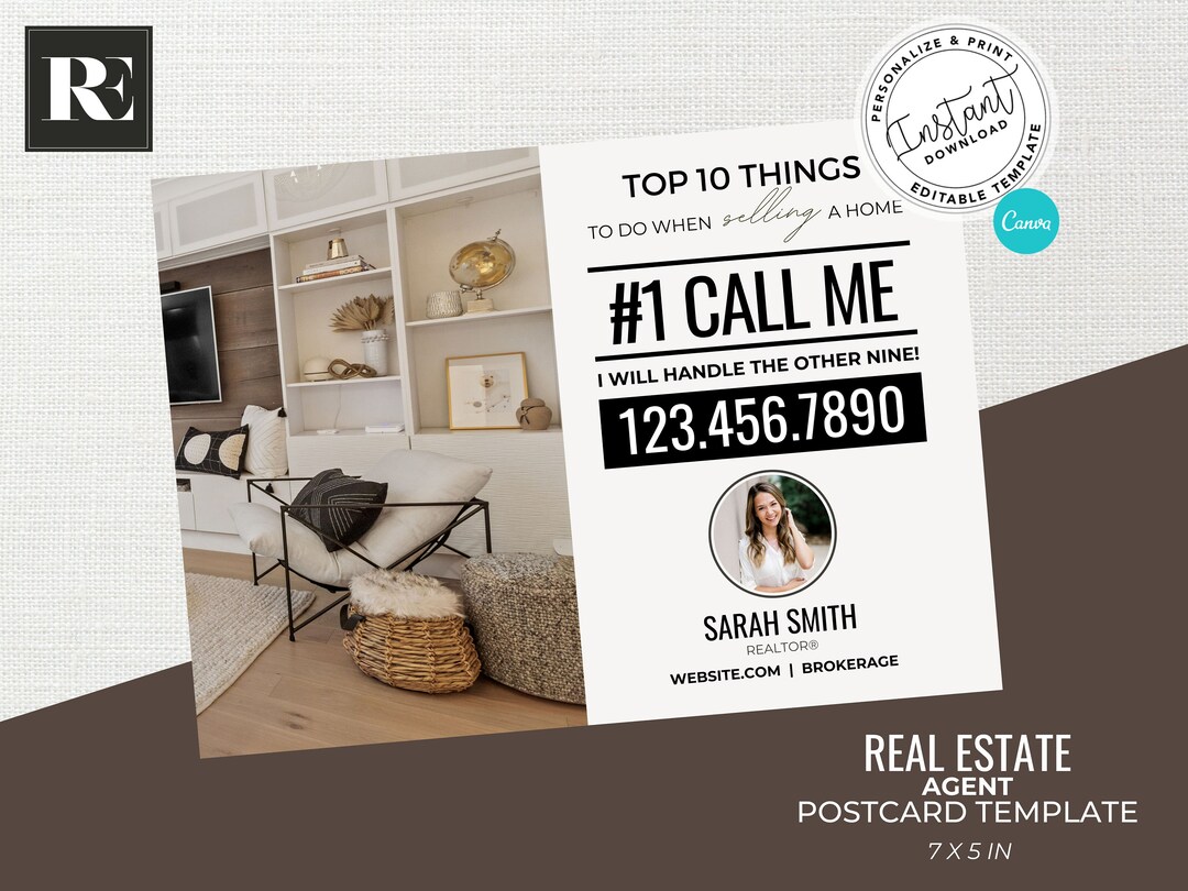 Real Estate Marketing, Real Estate Postcard, Canva Template, Postcard