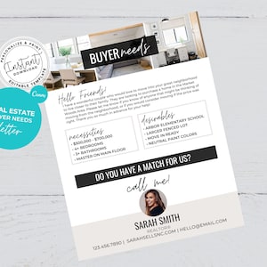 I Have Buyers Letter, Agent Prospecting, Buyer needs, Real Estate Template, Farming Flyer, Agent Marketing, Neighborhood Farming, Canva