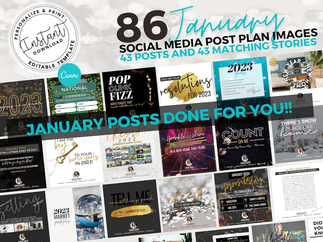 Real Estate January Social Media Post, Real Estate Marketing, New Years ...