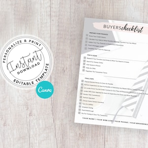Agent Home Buyer&#39;s Checklist, Printable Buyer&#39;s Checklist, Real Estate Buyer&#39;s Guide, Real Estate Marketing, Printable Canva Template, Logo