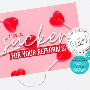 Real Estate Valentine's Day, Agent Valentine Pop By, Real Estate Marketing, Real Estate Agent, Real Estate Card, Sucker Mailer, Canva, PDF