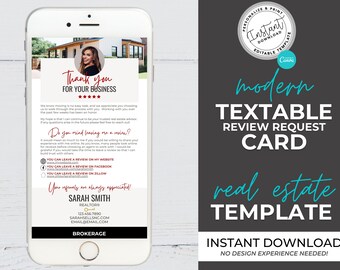 Textable Client Review Request, Real Estate Marketing, Client Testimonial, Canva Template, Referral Request, Real Estate Template, Feedback