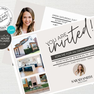 Open House Invite, Real Estate Marketing, Canva Template, Open House Postcard, Open House Invitation, Real Estate Postcard, Farming Card