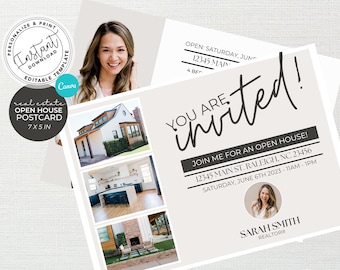 Open House Invite, Real Estate Marketing, Canva Template, Open House Postcard, Open House Invitation, Real Estate Postcard, Farming Card