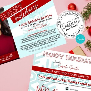 Real Estate Holiday Card, Agent Hello Neighbor Postcard, Agent Holiday Farming Card, Real estate marketing, Editable, Canva, Download