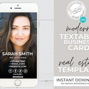 Real Estate Templates, Digital Business Card, Real Estate Marketing, Canva Template, Business Card Template, Textable Card, Real Estate Card