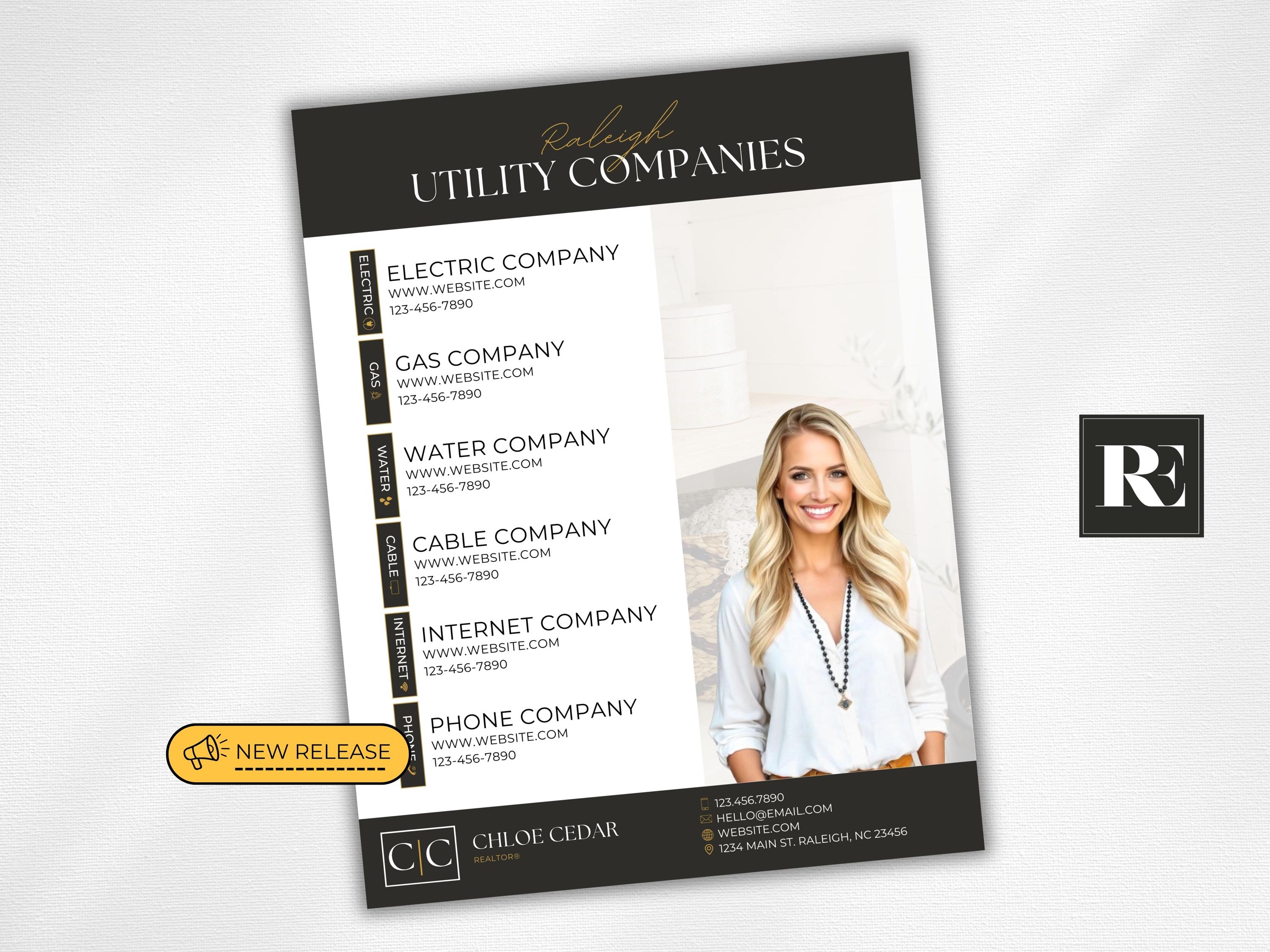 Real Estate Utility Company Flyer Canva Template | Editable Realtor ...