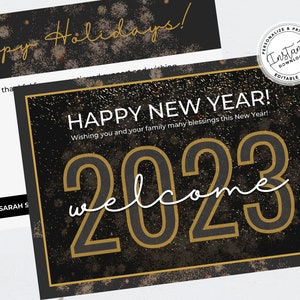 New Year Real Estate Postcard, Business New Year Card, Real Estate Marketing, Canva Template, Real Estate Farming Card, Winter, Neighbor