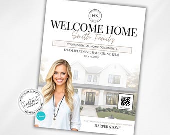 Closing Day Binder Template, Real Estate Closing Packet, New Homeowner Welcome Packet, New Homeowner Gift, Canva, Real Estate Marketing