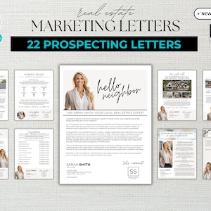 Real Estate Marketing Template Bundle, Real Estate Marketing, Real Estate Letters, Farming Letter, Agent Intro, Canva Template, Prospecting