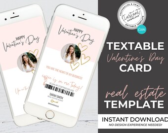 Valentines Day Text Message, Real Estate Template, Digital Coffee Gift Card, Digital Valentine Card, Realtor Gift, Real Estate Marketing