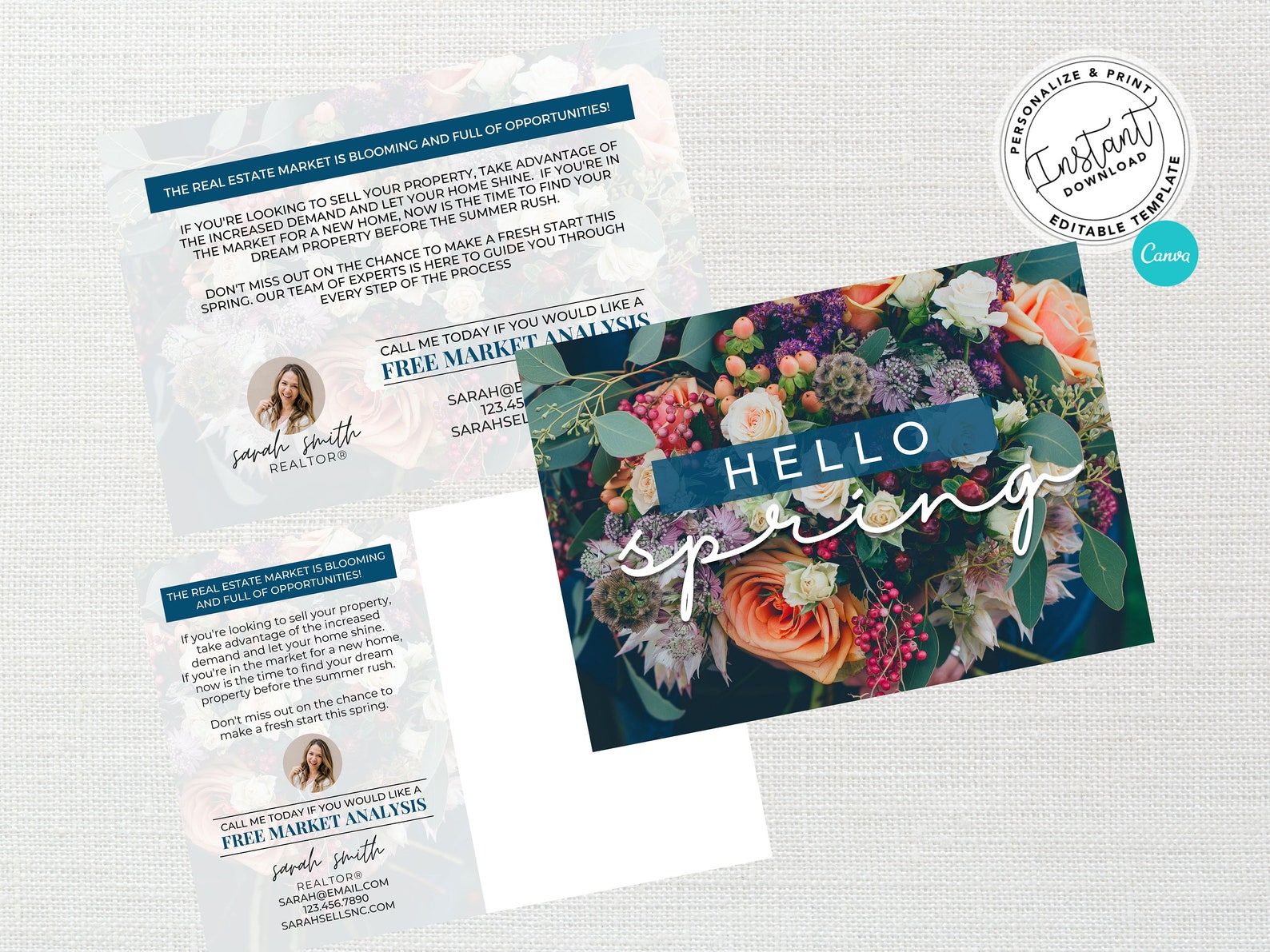 Real Estate Hello Spring Postcard, Real Estate Marketing, Agent Spring ...