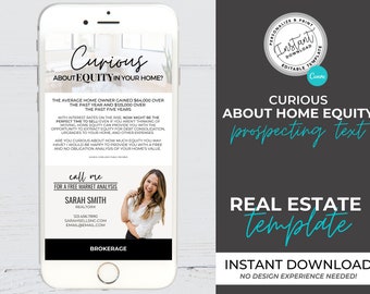 Prospecting Text Message, Home Equity, Textable Real Estate Card, Real Estate Marketing, Real Estate Template, CMA, Seller Lead, Home Seller