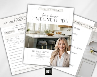 Home Buyer Timeline Guide | Real Estate Buyer Contract to Closing Checklist | Editable Canva Template for Realtors