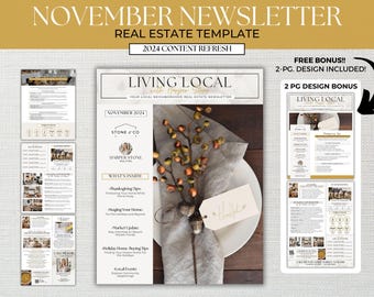 November Real Estate Newsletter: Canva Template (Digital Download)