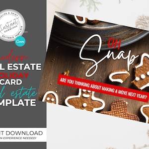 Real Estate Holiday Card, Agent Postcard, Agent Holiday Farming Card, Real estate marketing, Editable, Canva, Instant, Oh Snap