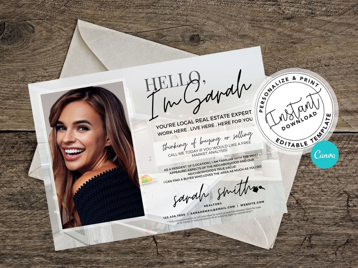 Real Estate Postcards Realtor Introduction Card Realtor | Etsy