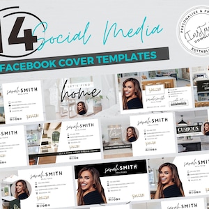 Real Estate Cover Photos, Facebook Cover Photos, Social Media Banner, Instant Download, Canva, Editable Real Estate Agent Cover Photos,