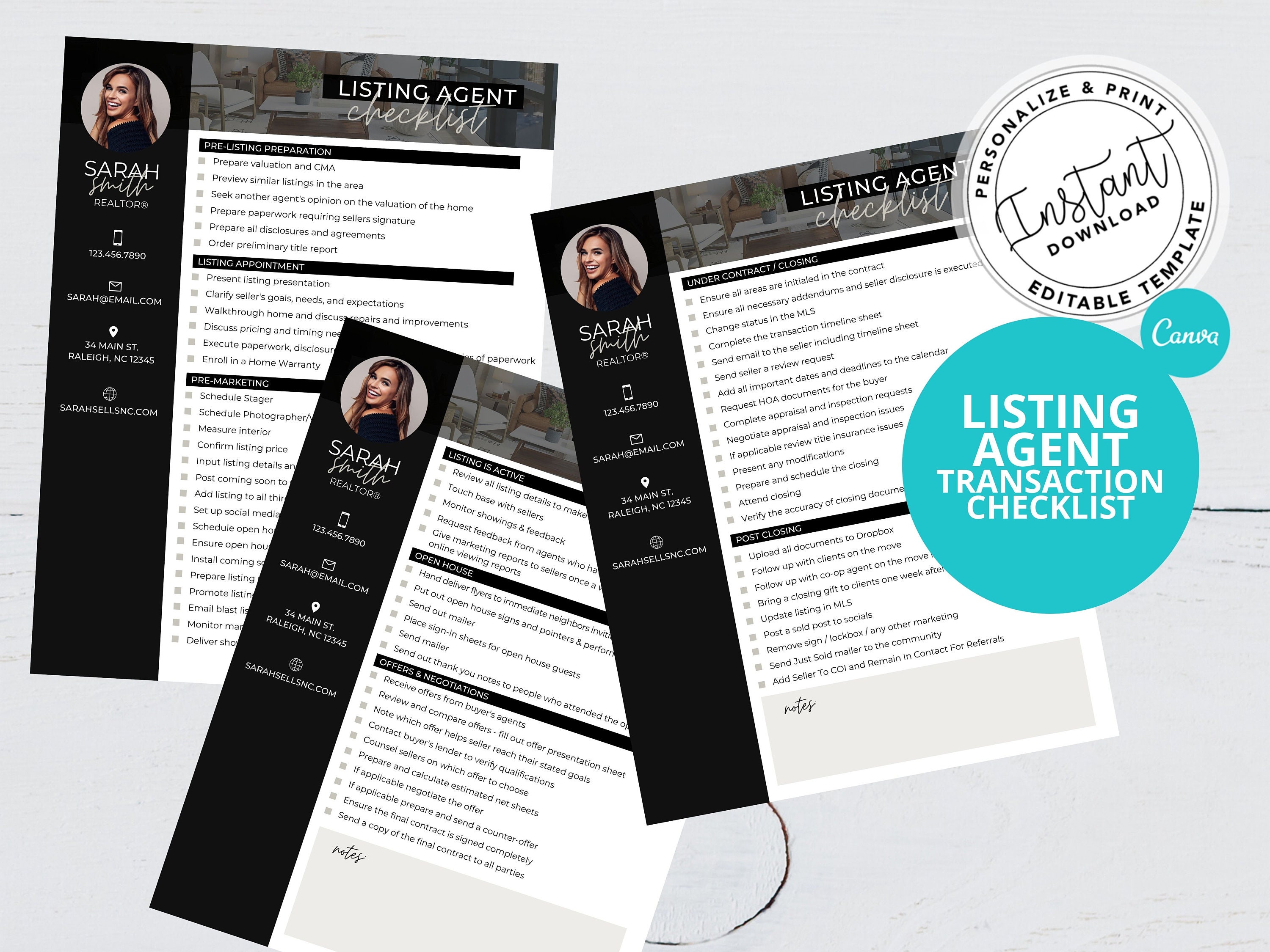Listing Agent Transaction Checklist Real Estate Real Estate | Etsy