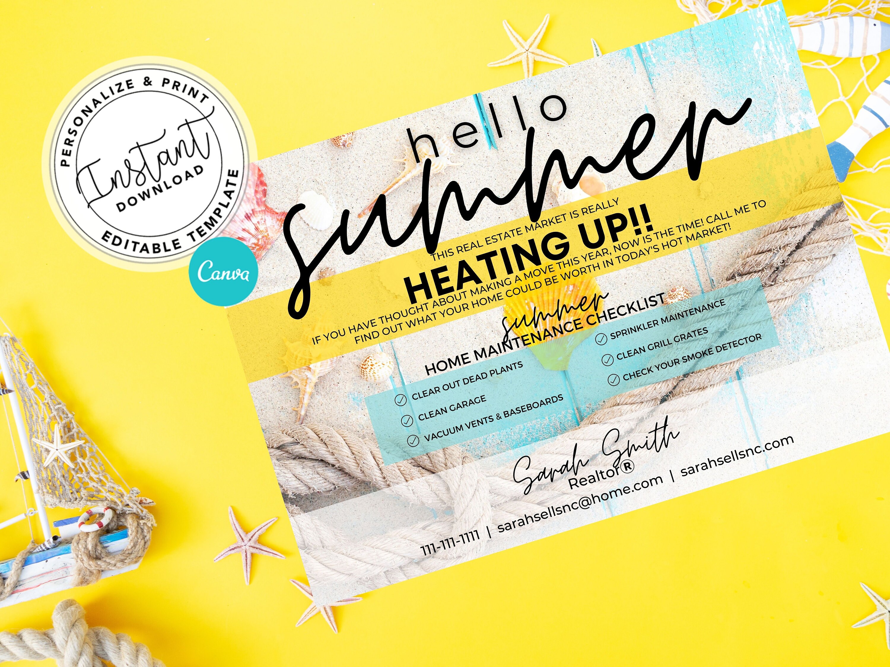 Real Estate Summer Postcard Realtor Hello Summer Card - Etsy