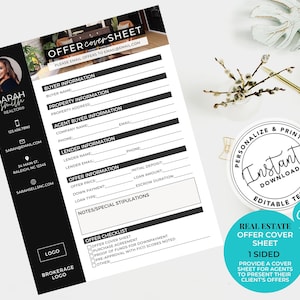 Real Estate Template, Real Estate Offer Cover Sheet, Real Estate Marketing, Offer Summary, Real Estate Offer Cover Letter, Canva Template
