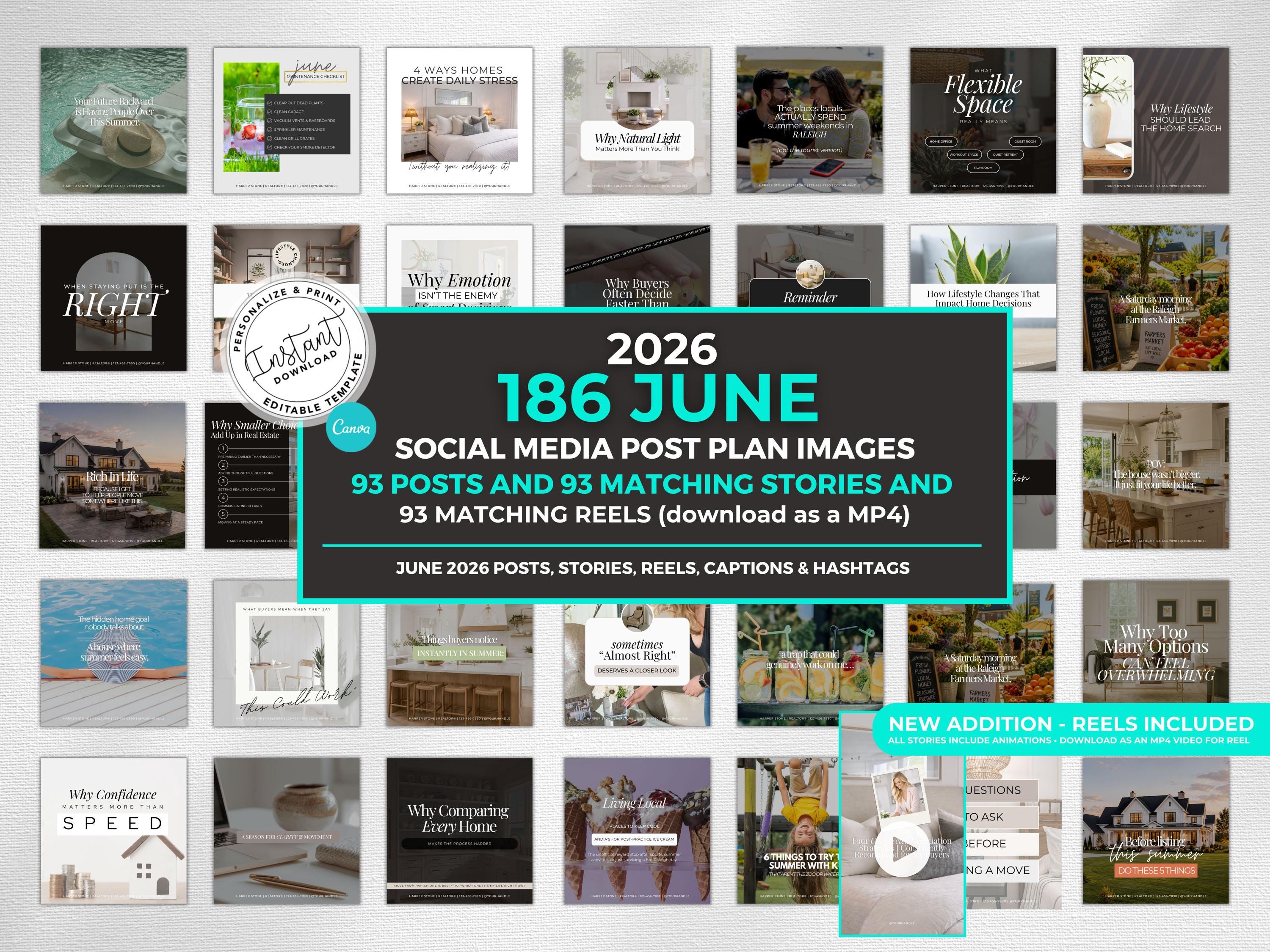 June 2026 Real Estate Social Media Canva Templates, Realtor Marketing ...