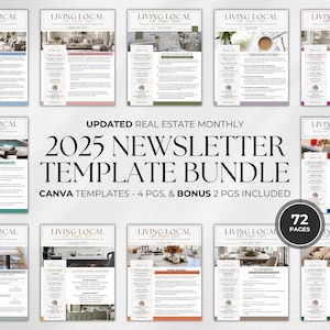 2025 Real Estate Newsletter Bundle, Full Year Newsletter Bundle, Canva Template, Editable Newsletter, Email Marketing, Seasonal, Mailer