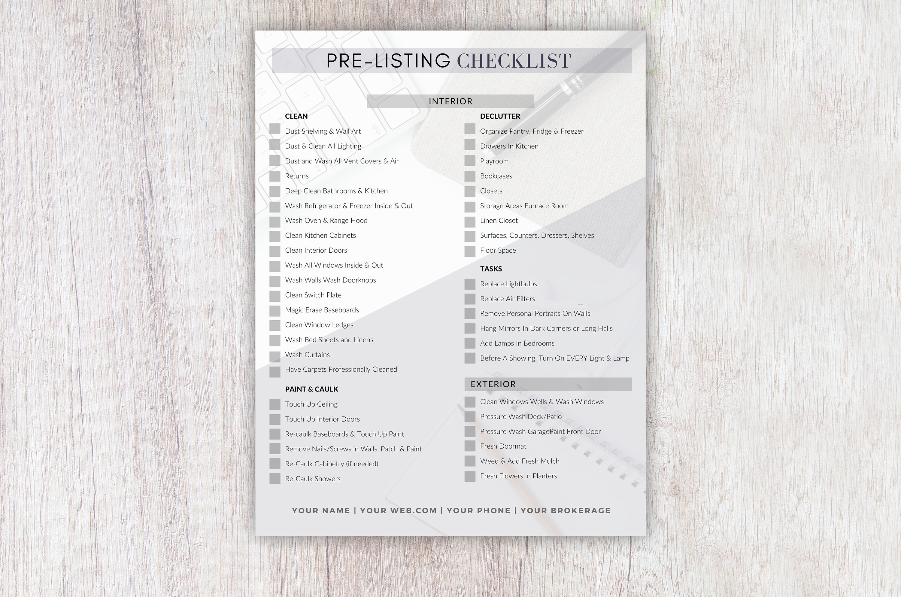 Real Estate Home Selling Checklist Printable Pre Listing | Etsy