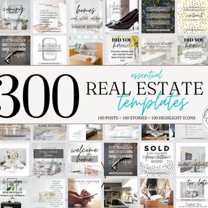 Real Estate Marketing Template, Aesthetic Social Media Post, Modern Social Media Highlight, Instagram Marketing, Social media Bundle, Canva