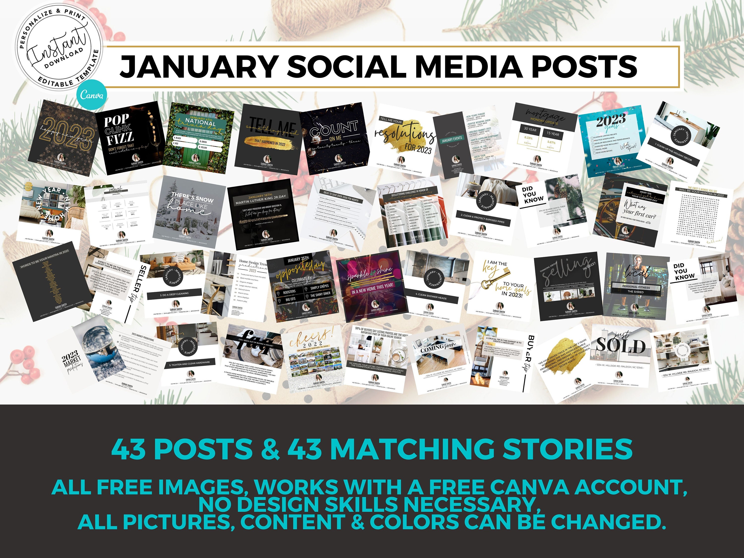 Real Estate January Social Media Post, Real Estate Marketing, New Years ...