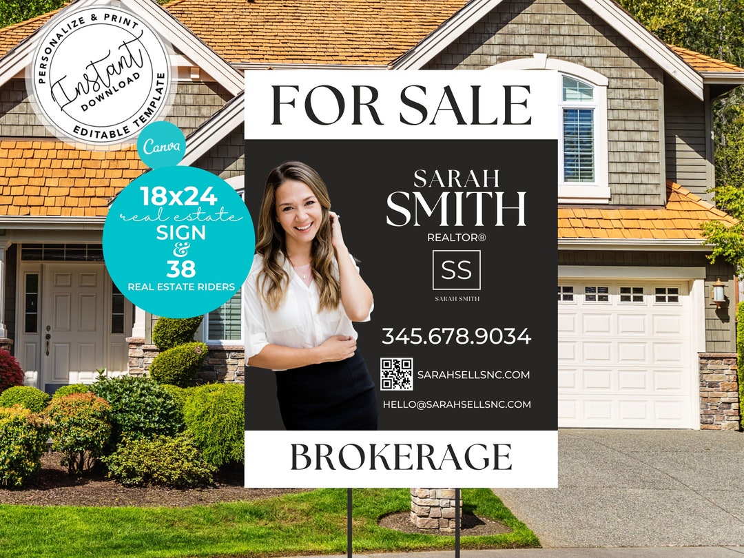 Real Estate Yard Sign, for Sale Yard Sign, Real Estate Marketing, Canva