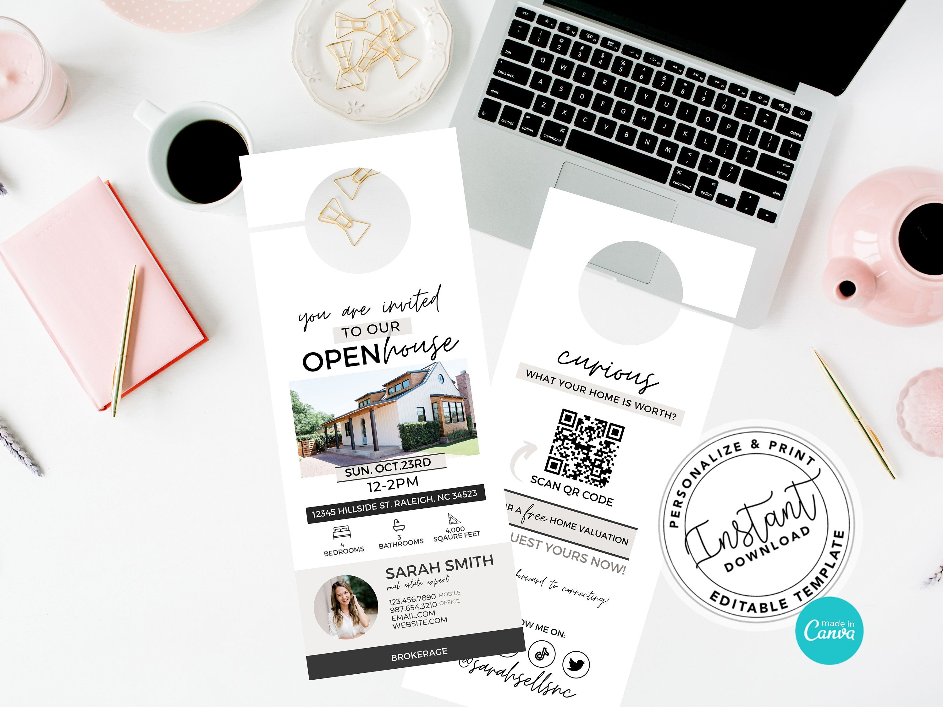 Open House Door Hanger, Real Estate Marketing, Open House Invite ...