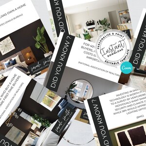 Real Estate Social Media Post, Real Estate Marketing,  Engagement, Instagram, Canva, Social Media, Real Estate Did You Know Posts