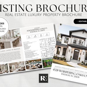 Luxury Real Estate Brochure, Real Estate Flyer, Real Estate Marketing, Half Folded Brochure, Canva Template, Open House Flyer, Listing Flyer